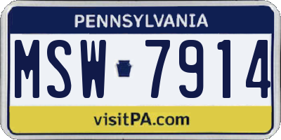 PA license plate MSW7914