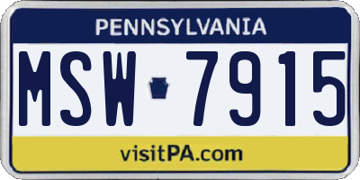PA license plate MSW7915
