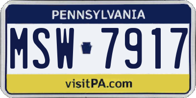 PA license plate MSW7917
