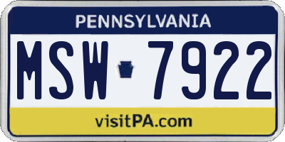 PA license plate MSW7922