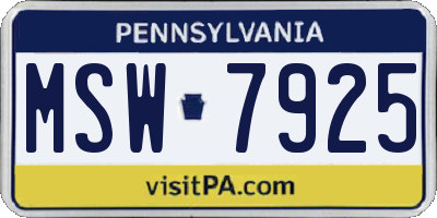 PA license plate MSW7925