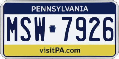 PA license plate MSW7926