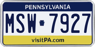 PA license plate MSW7927