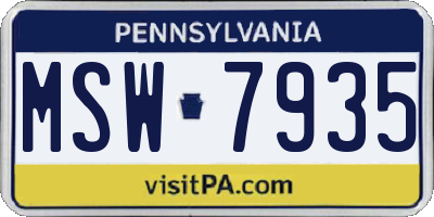 PA license plate MSW7935