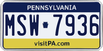 PA license plate MSW7936