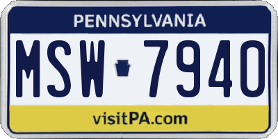 PA license plate MSW7940