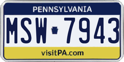 PA license plate MSW7943