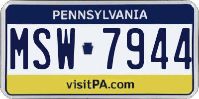 PA license plate MSW7944