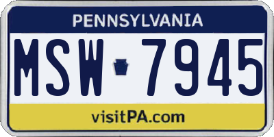 PA license plate MSW7945