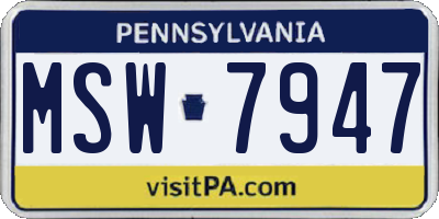 PA license plate MSW7947