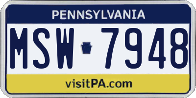 PA license plate MSW7948
