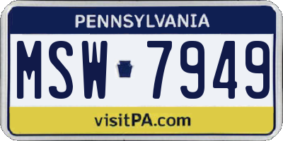 PA license plate MSW7949