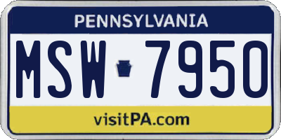 PA license plate MSW7950