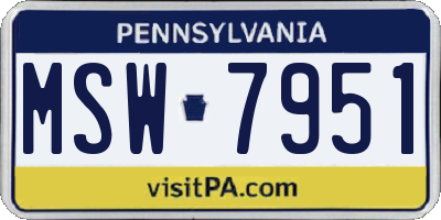 PA license plate MSW7951