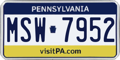 PA license plate MSW7952