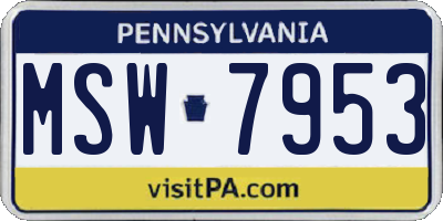 PA license plate MSW7953