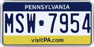 PA license plate MSW7954