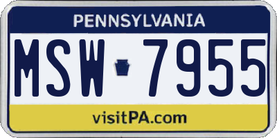 PA license plate MSW7955