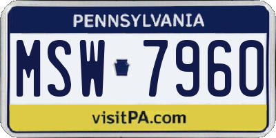PA license plate MSW7960