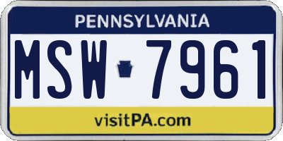 PA license plate MSW7961
