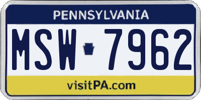PA license plate MSW7962