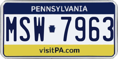 PA license plate MSW7963