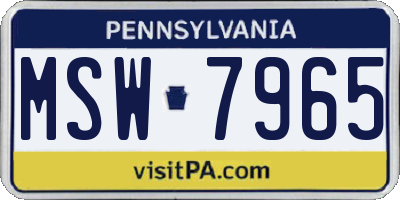 PA license plate MSW7965