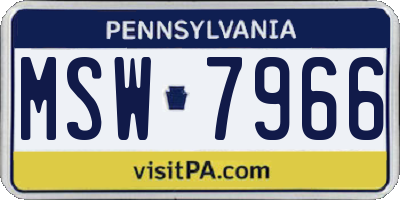PA license plate MSW7966