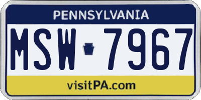 PA license plate MSW7967