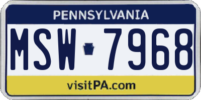 PA license plate MSW7968