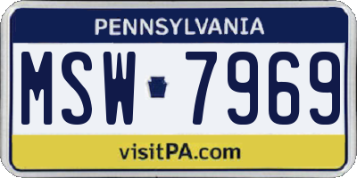 PA license plate MSW7969