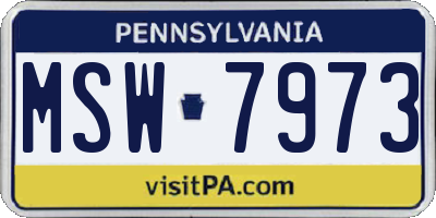 PA license plate MSW7973