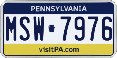 PA license plate MSW7976