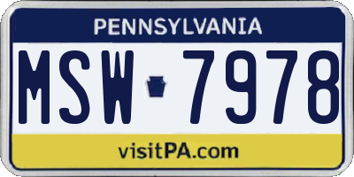 PA license plate MSW7978
