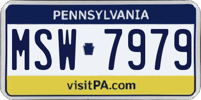 PA license plate MSW7979