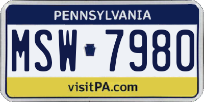 PA license plate MSW7980