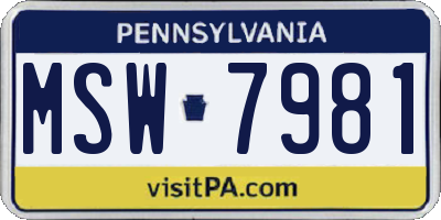 PA license plate MSW7981