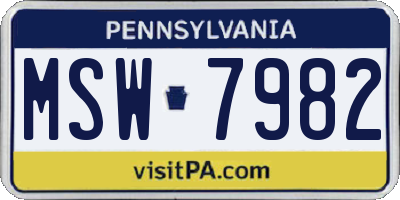 PA license plate MSW7982
