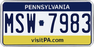 PA license plate MSW7983