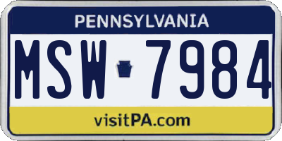 PA license plate MSW7984