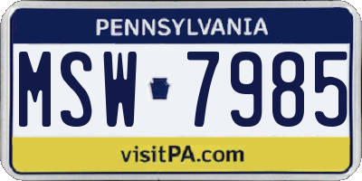 PA license plate MSW7985