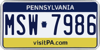 PA license plate MSW7986