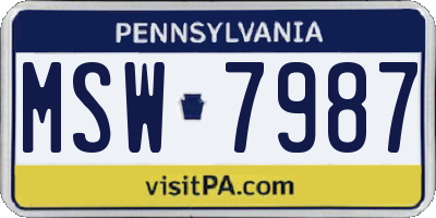 PA license plate MSW7987