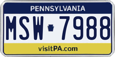 PA license plate MSW7988