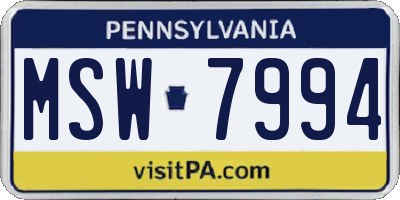 PA license plate MSW7994