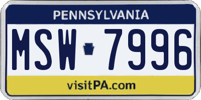 PA license plate MSW7996