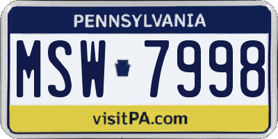 PA license plate MSW7998