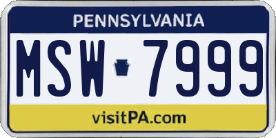 PA license plate MSW7999
