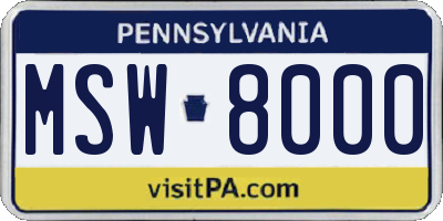 PA license plate MSW8000