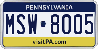 PA license plate MSW8005